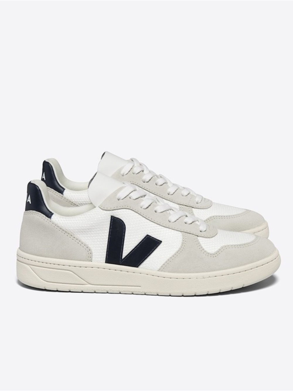 VEJA V-10 B-Mesh Sneakers White Nautico Navy Suede Sustainable Low Top Trainers
